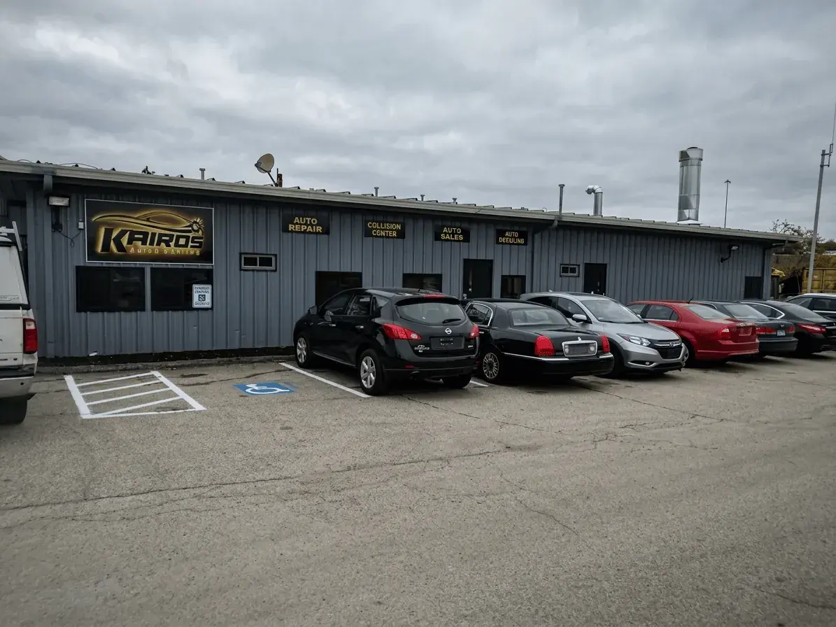 Street view of the Kairos Auto Center auto body shop at 180 Prescott St, Worcester, MA